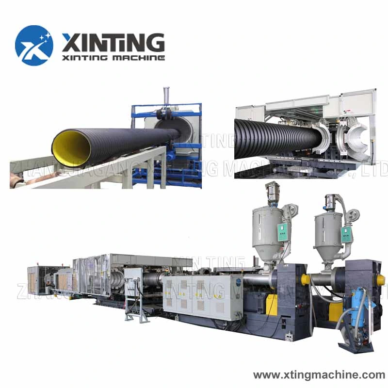 Plastic PE/PP/PVC/PPR Single/Double Screw Corrugated/Spiral Conduit Pipe Tube Hose Coiling Winding Extrusion/Extruder/Making Cutting Belling Profile Machine